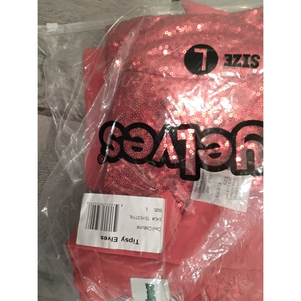 New Tipsy Elves Women Red Sequin Devil Costume Jumpsuit with Horns L - Picture 8 of 8